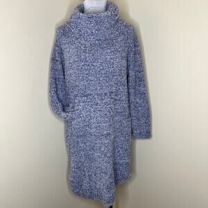 Softies Marshmallow Slouch Turtleneck Lounger Dress S/M Womens Comfort Blue Knee